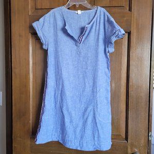 Denim Crewcuts (J Crew Kids) Dress with Blue and Gold Stripes (Size 10)